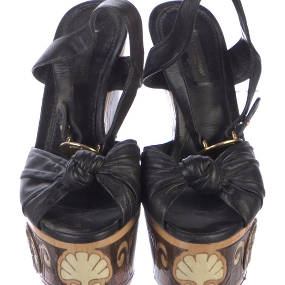 Dolce Gabbana Roman Coins embellished wedge Roman leather sandals IT 36 - Picture 3 of 4